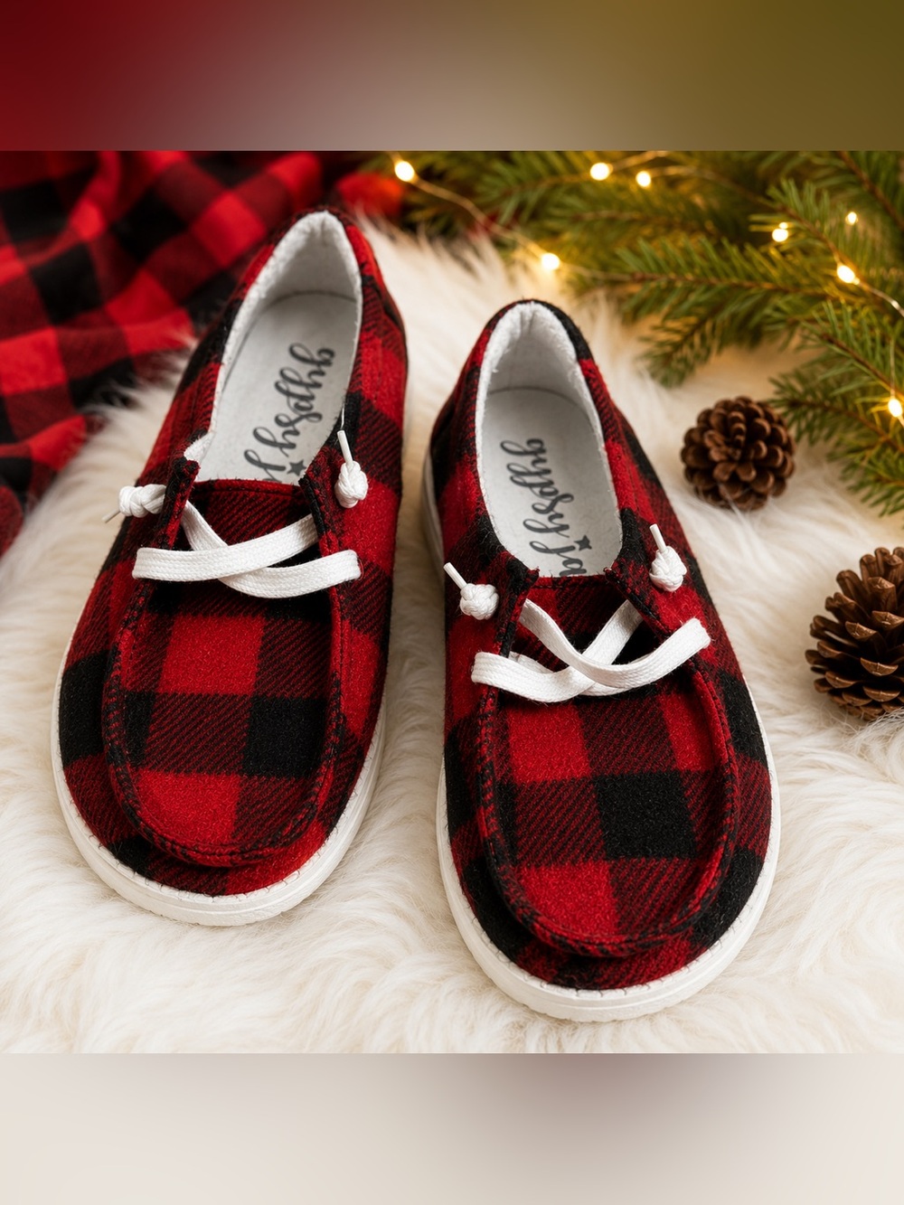 Gypsy Jazz Wendy Size 8 Red Black Buffalo Plaid Slip On Shoes